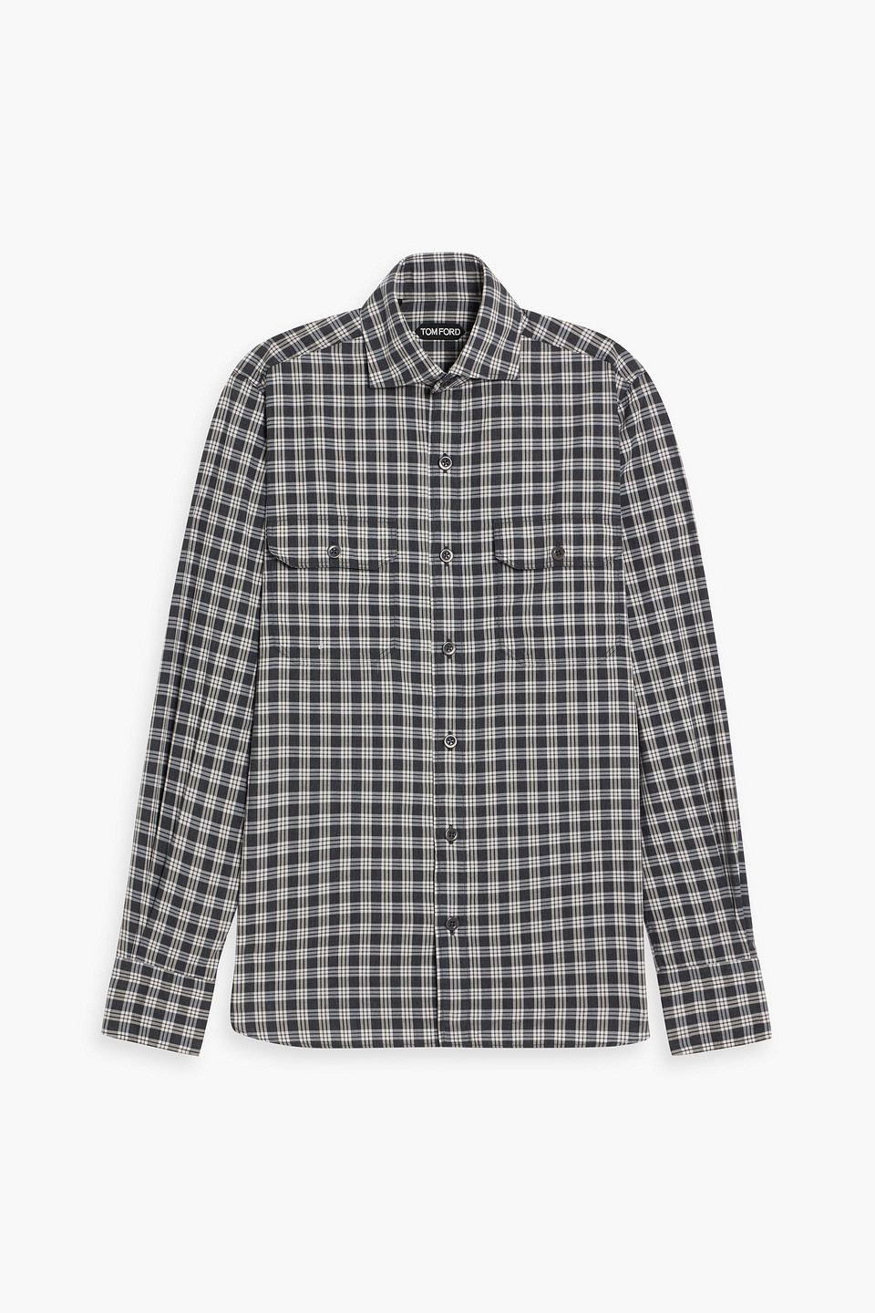 tom ford - checked cotton-flannel shirt - black - eu 38