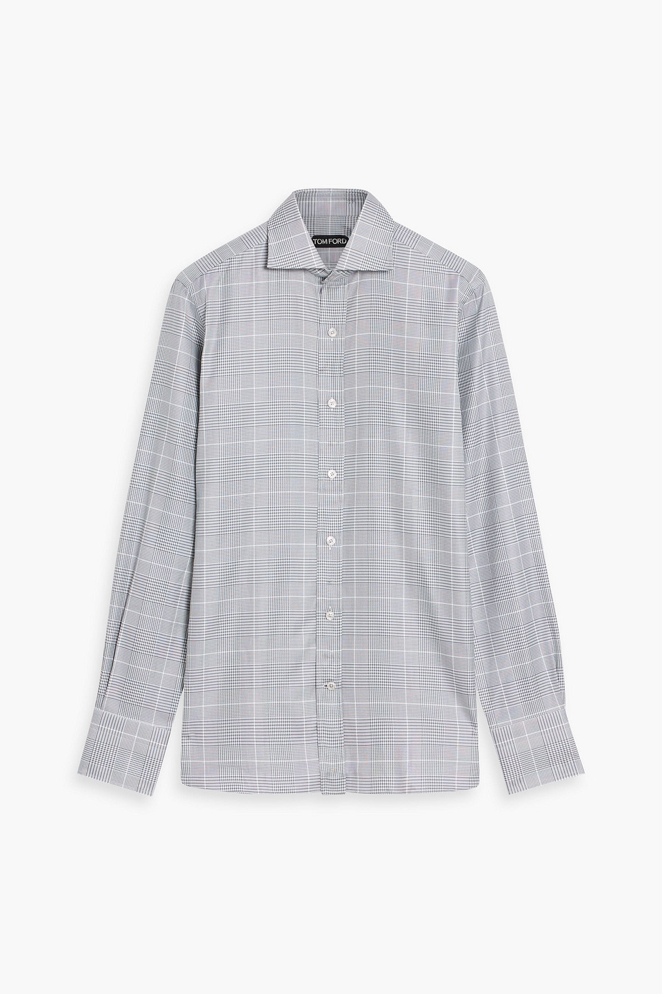 tom ford - prince of wales checked cotton-poplin shirt - gray - eu 39