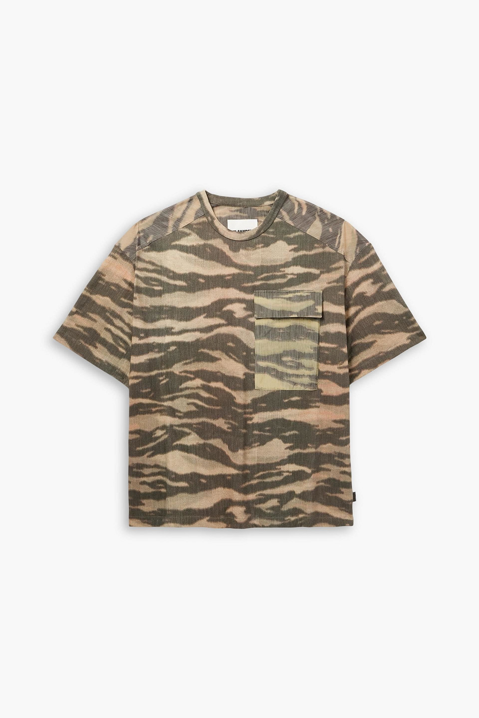 jil sander - printed shell-trimmed cotton-jersey t-shirt - black - s