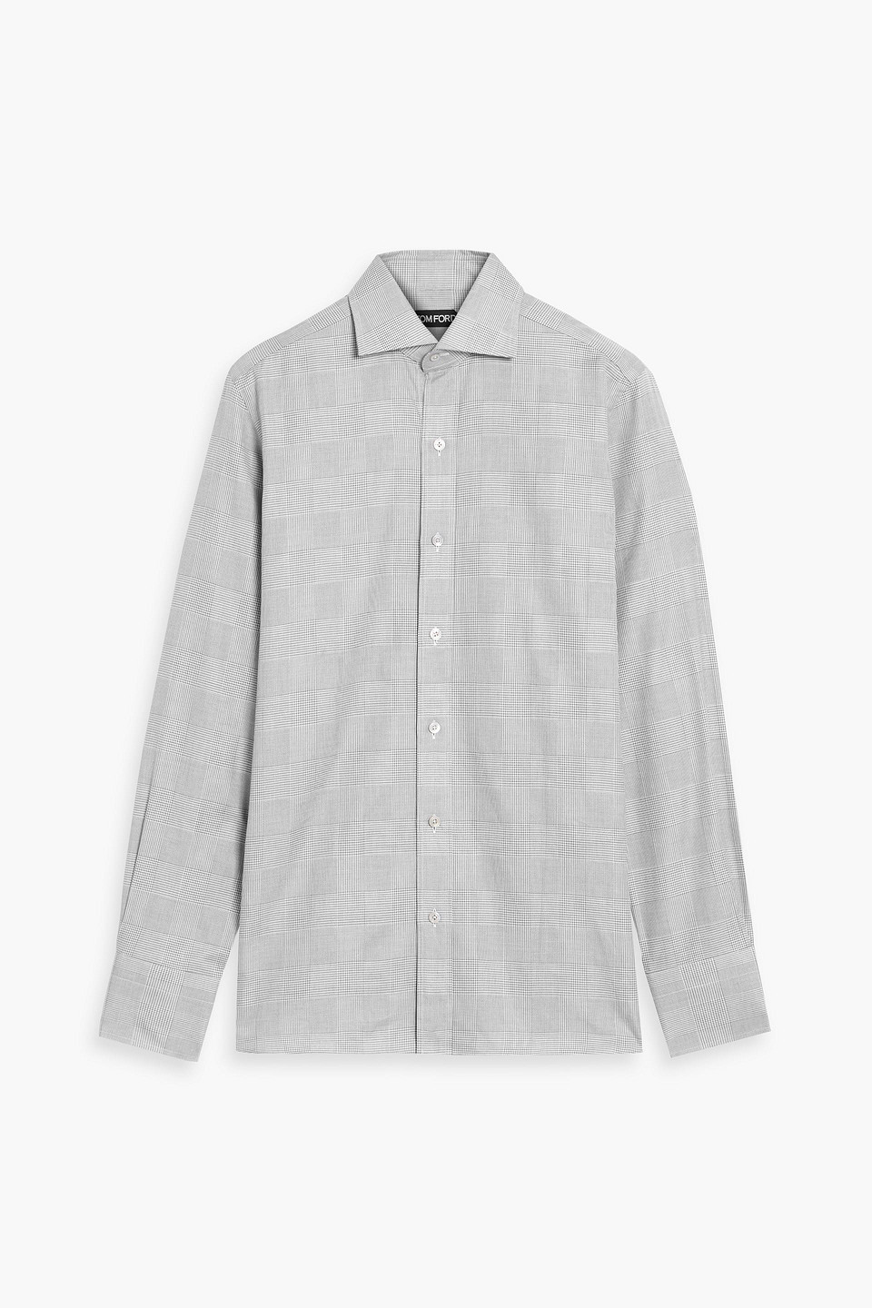 tom ford - prince of wales checked cotton-poplin shirt - gray - eu 44