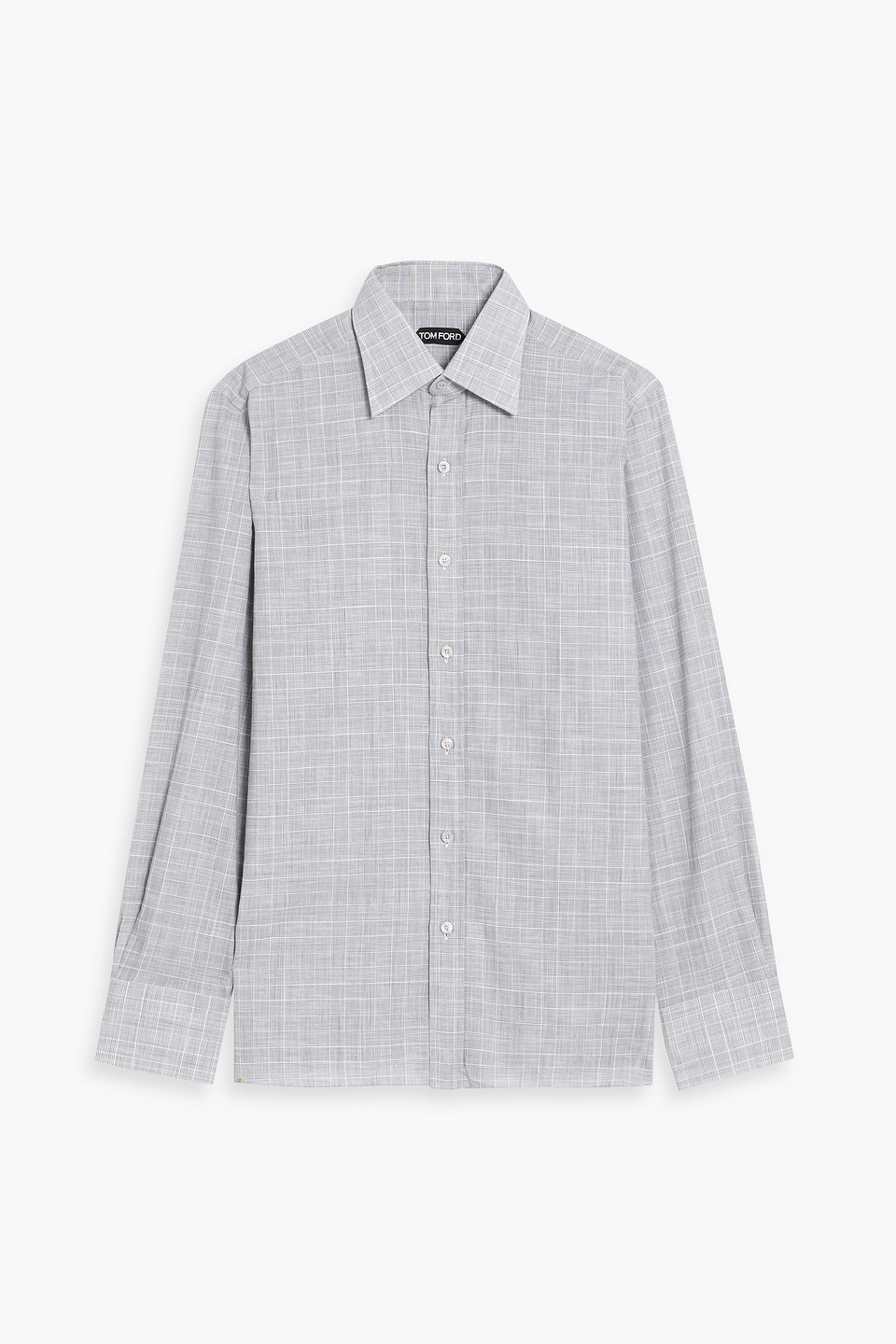 tom ford - prince of wales checked cotton-poplin shirt - gray - eu 41