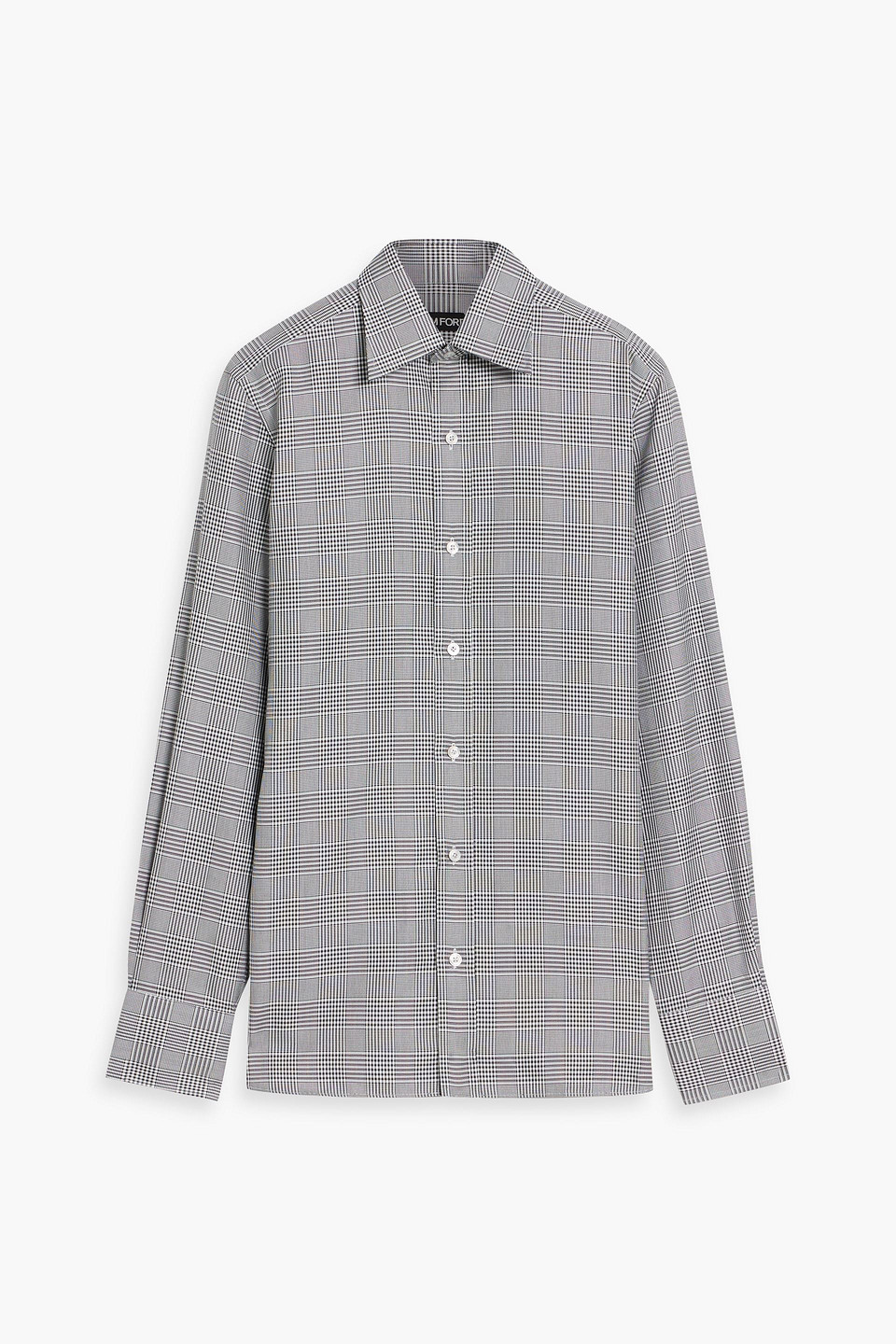 tom ford - prince of wales checked lyocell and cotton-blend shirt - black - eu 39