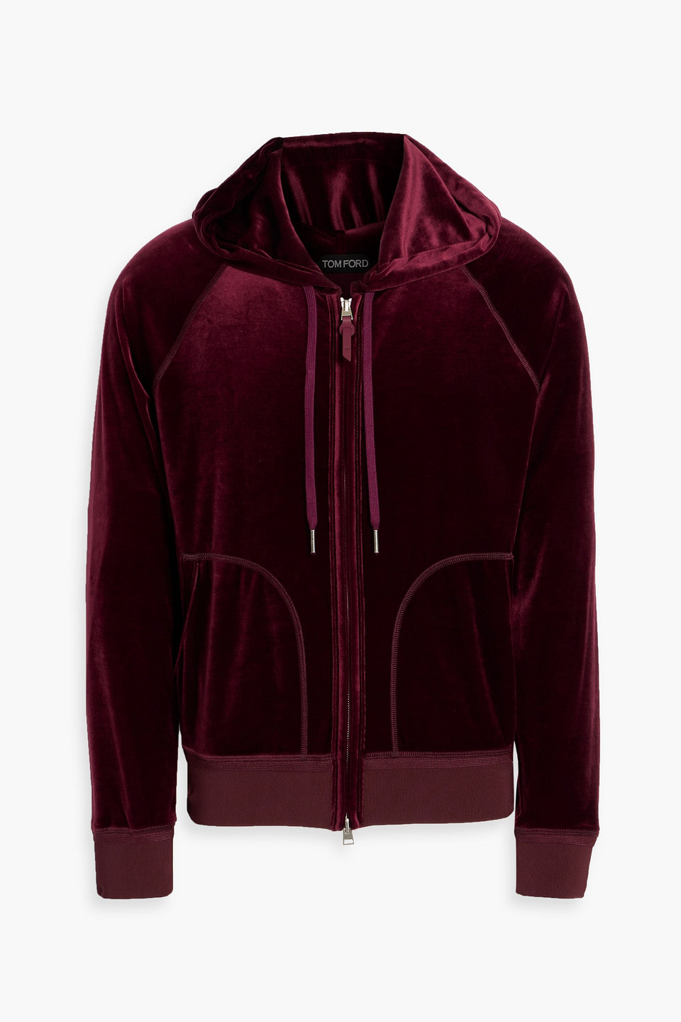 tom ford - velvet zip-up hoodie - burgundy - it 48