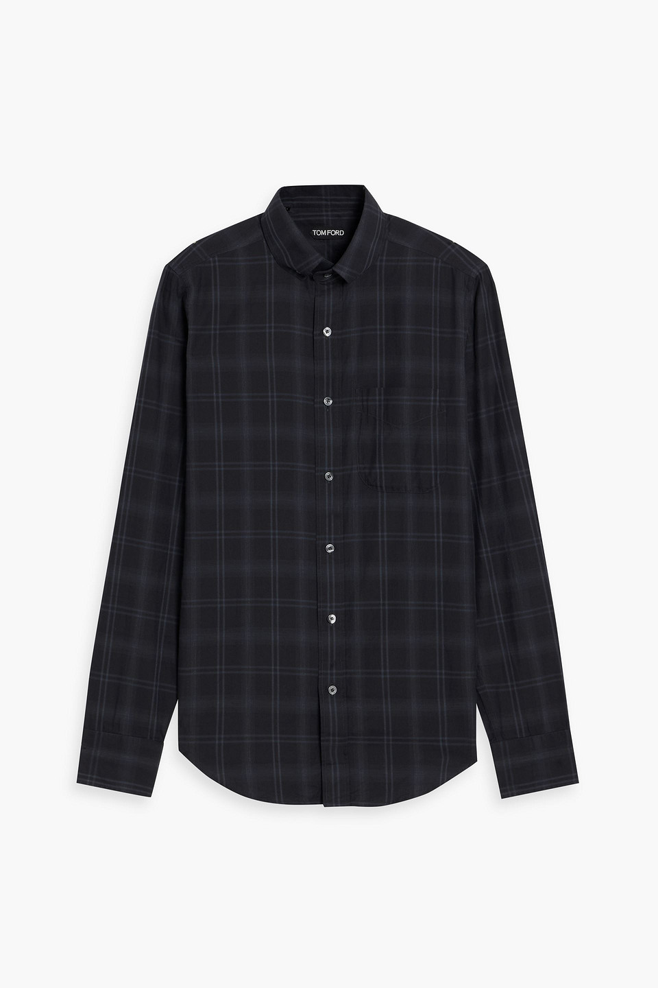 tom ford - checked cotton-twill shirt - black - eu 38