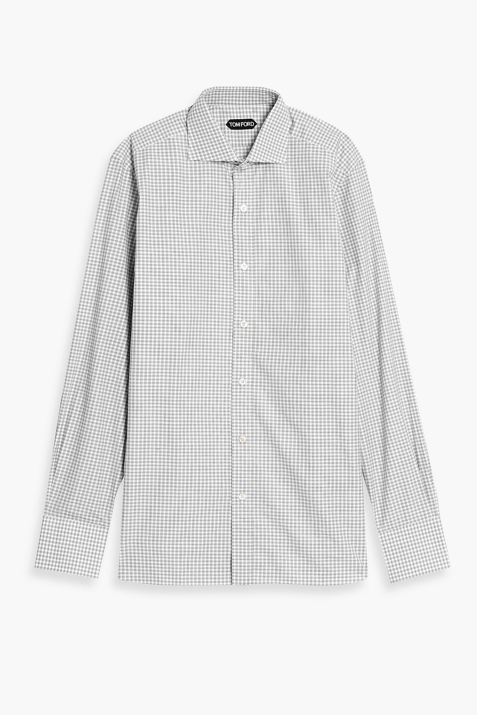 tom ford - checked cotton-poplin shirt - gray - eu 40