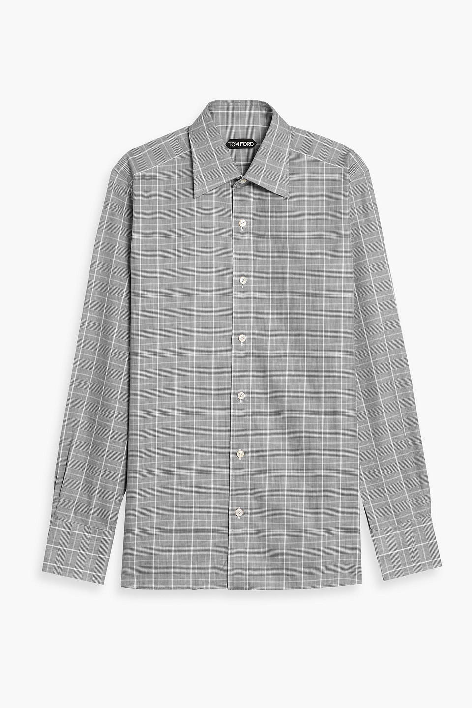 tom ford - prince of wales checked cotton-poplin shirt - black - eu 40
