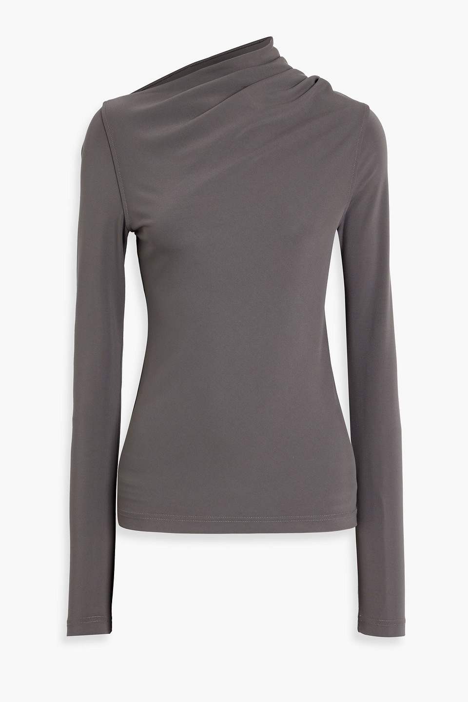 toteme - draped stretch-jersey top - gray - xxs