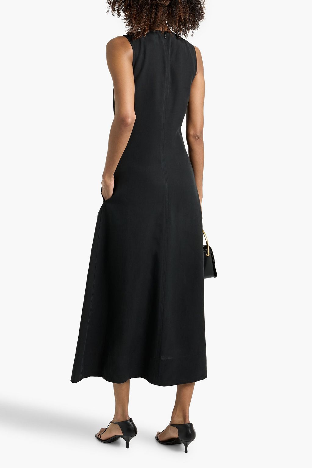 lyocell midi dress Women's Hecate White Lyocell Midi Dress With Drapings And Matching Belt | Extra Small
