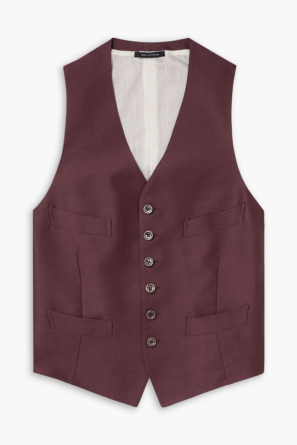 tom ford - dyllan wool, mohair and silk-blend twill vest - burgundy - it 48