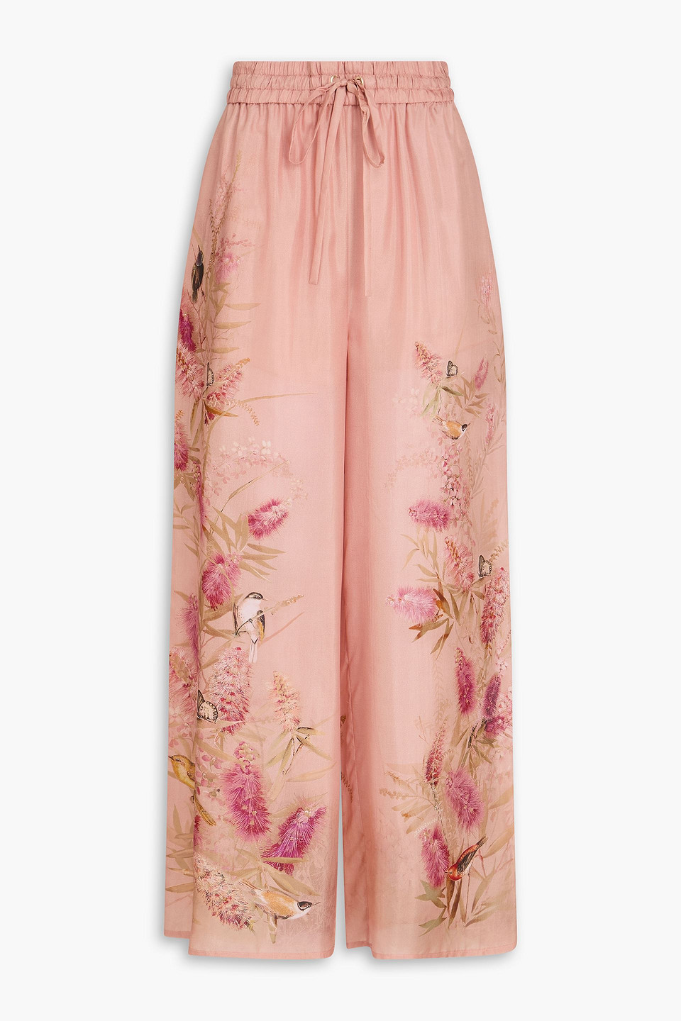 Zimmermann Printed Silk-crepe Wide-leg Pants In Multi