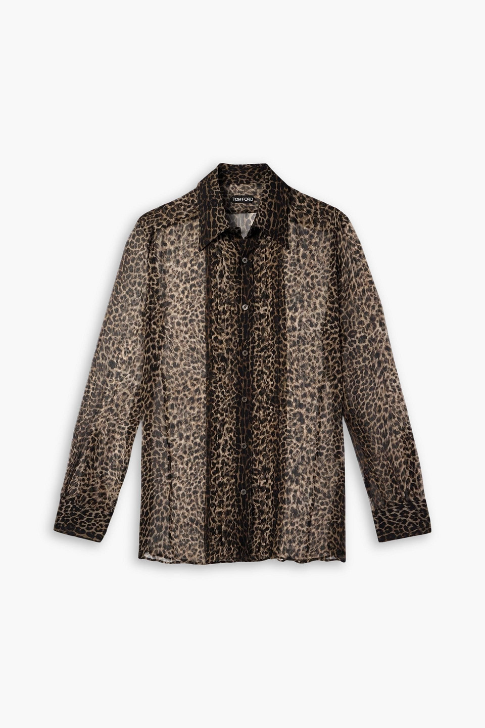 tom ford - leopard-print silk-chiffon shirt - animal print - eu 41