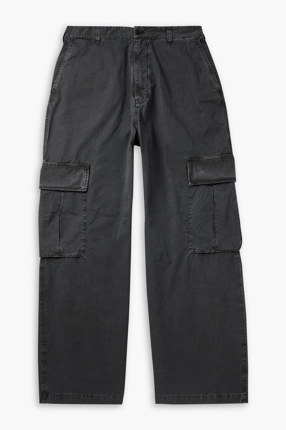 acne studios - wide-leg logo-embroidered cotton-ripstop cargo pants - gray - it 52