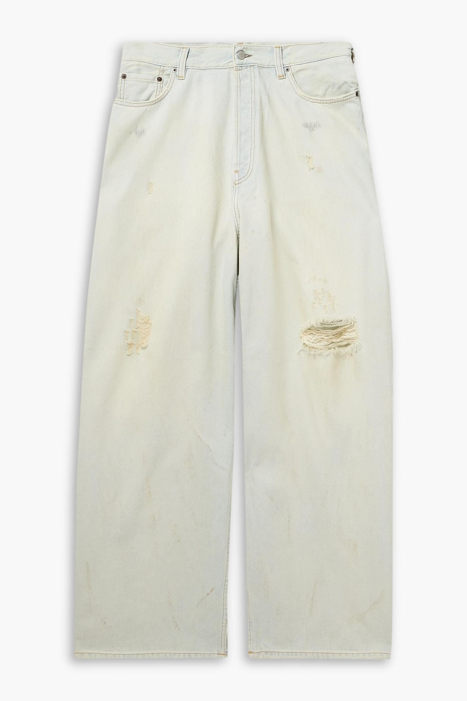 acne studios - wide-leg distressed jeans - blue - it 42