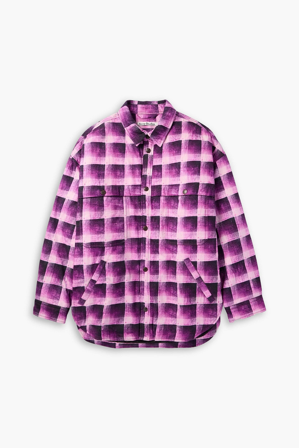 acne studios - osadia oversized checked cotton-flannel shirt - purple - it 52