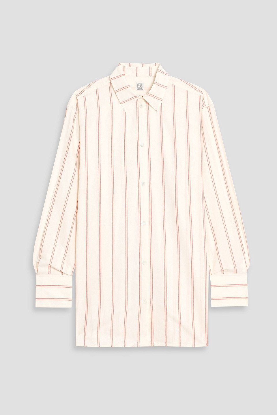 toteme - striped cotton and silk-blend shirt - white - eu 34