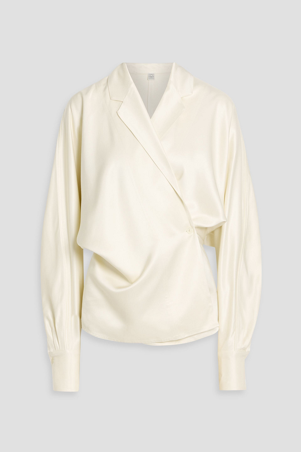 toteme - satin wrap blouse - white - eu 32