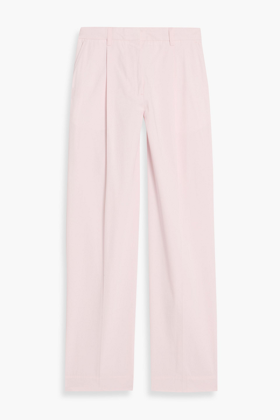 toteme - pleated cotton-twill straight-leg pants - pink - eu 34