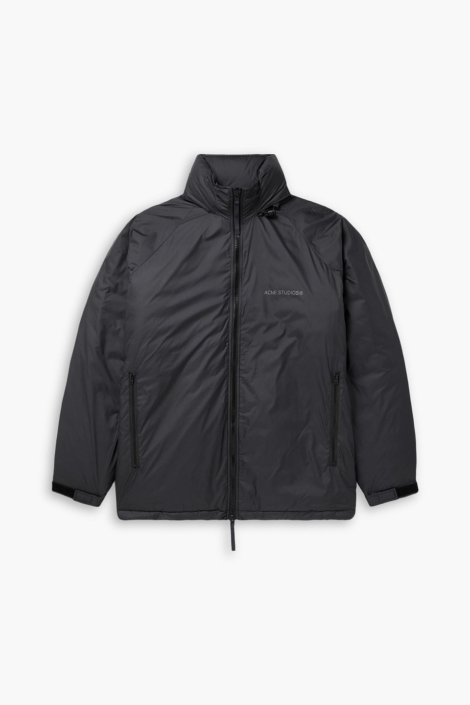 acne studios - oversized logo-print shell down jacket - black - it 54