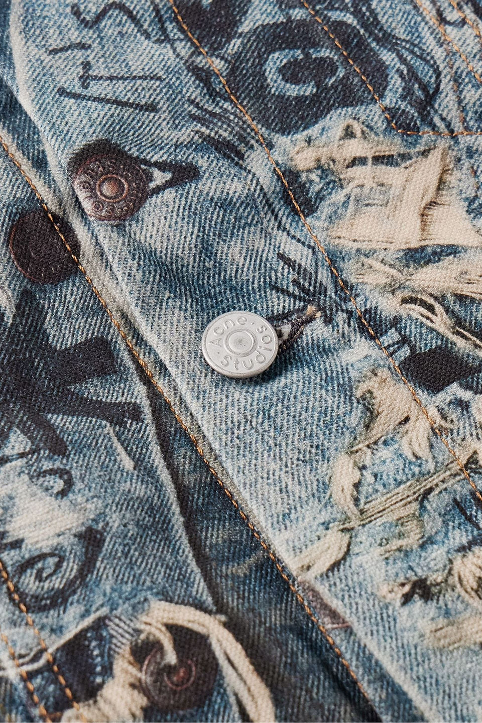 Acne Studios Rye Tlo Torn Scribble Denim Jacket In Multi
