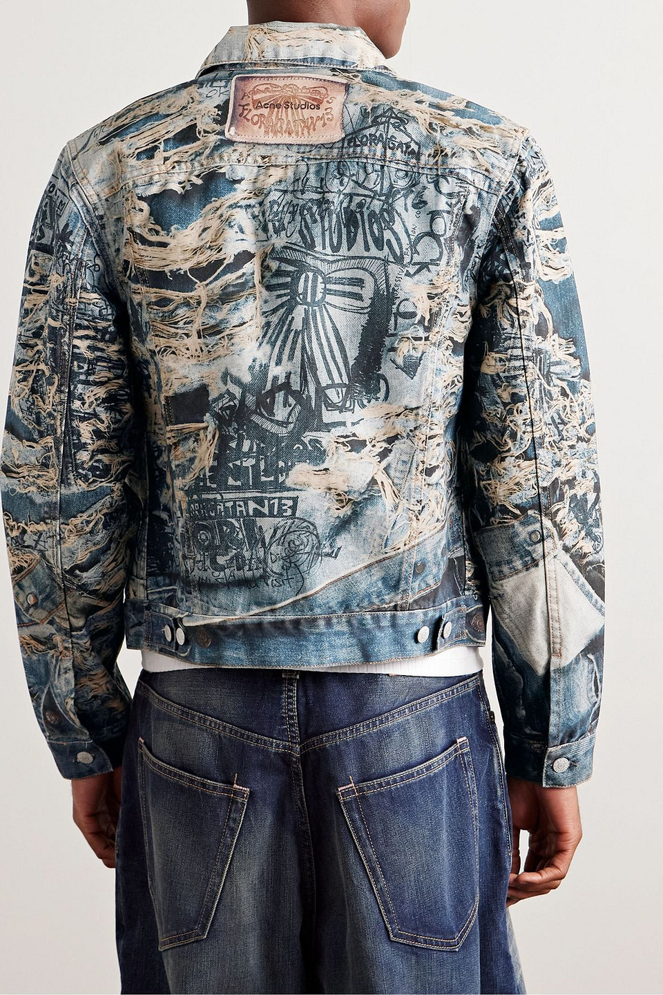 Acne Studios Rye Tlo Torn Scribble Denim Jacket In Multi