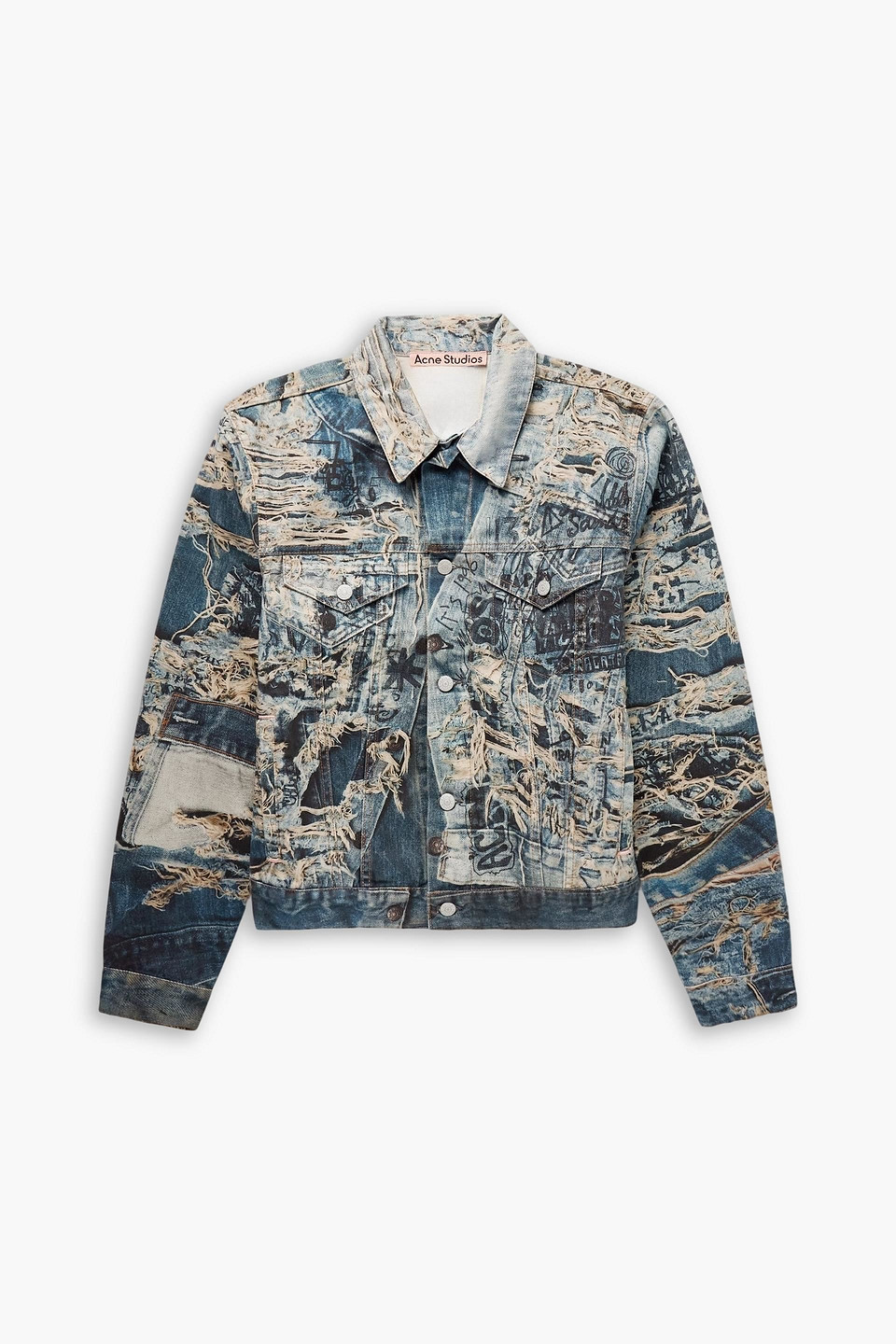 Acne Studios Rye Tlo Torn Scribble Denim Jacket In Multi