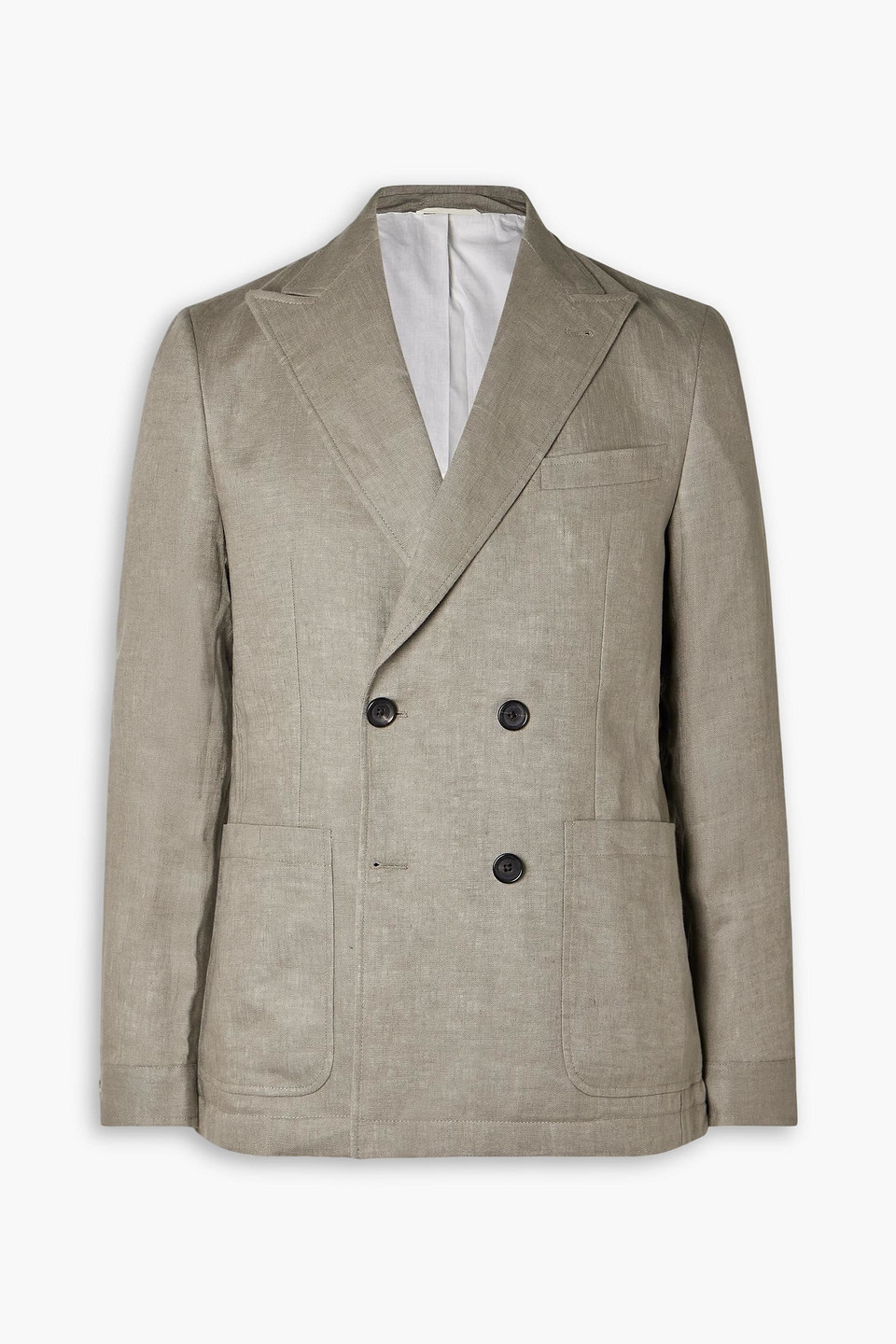 oliver spencer - double-breasted linen blazer - neutral - us 40