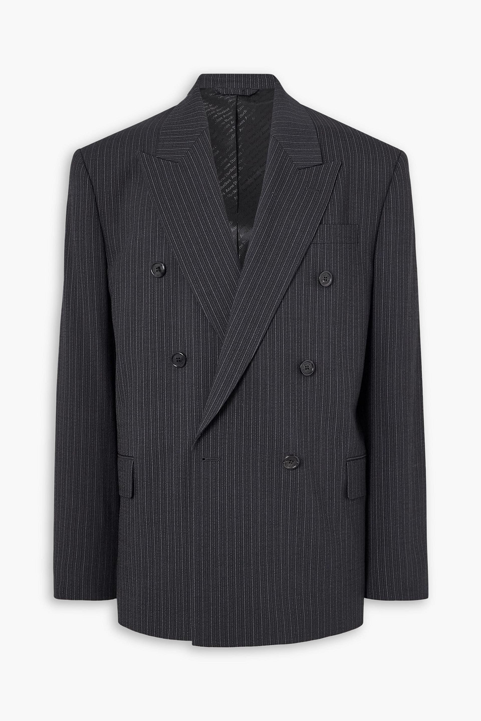 acne studios - jarvel double-breasted pinstriped wool-blend suit jacket - black - it 46