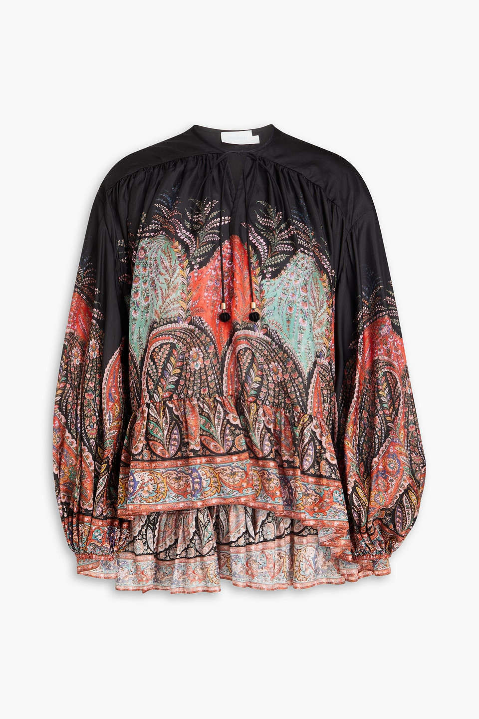 zimmermann - paisley-print silk blouse - black - 1