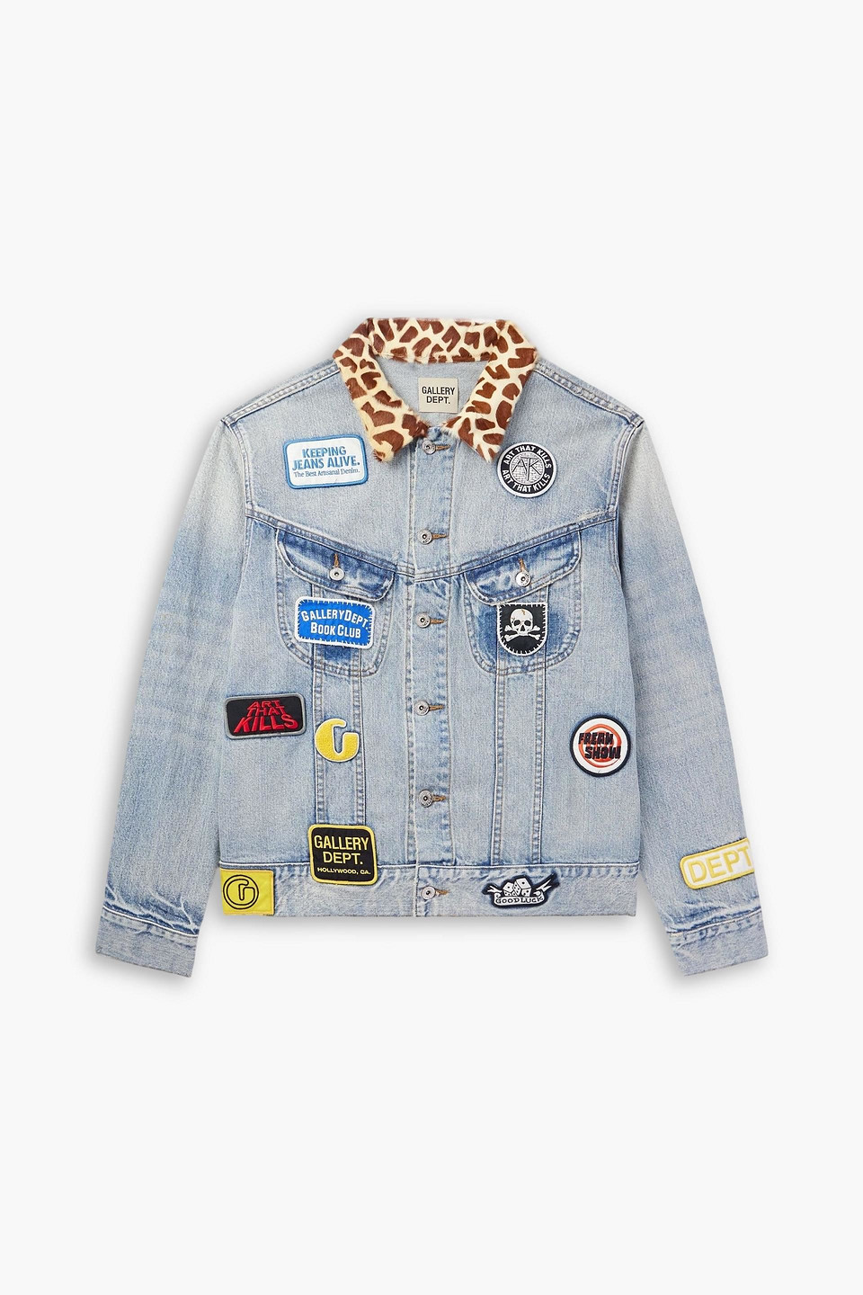 gallery dept. - headline logo-appliquéd printed denim jacket - blue - s