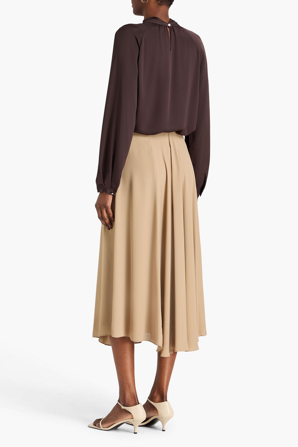  Theory - Twisted Silk-crepe Blouse - Brown - Xs 