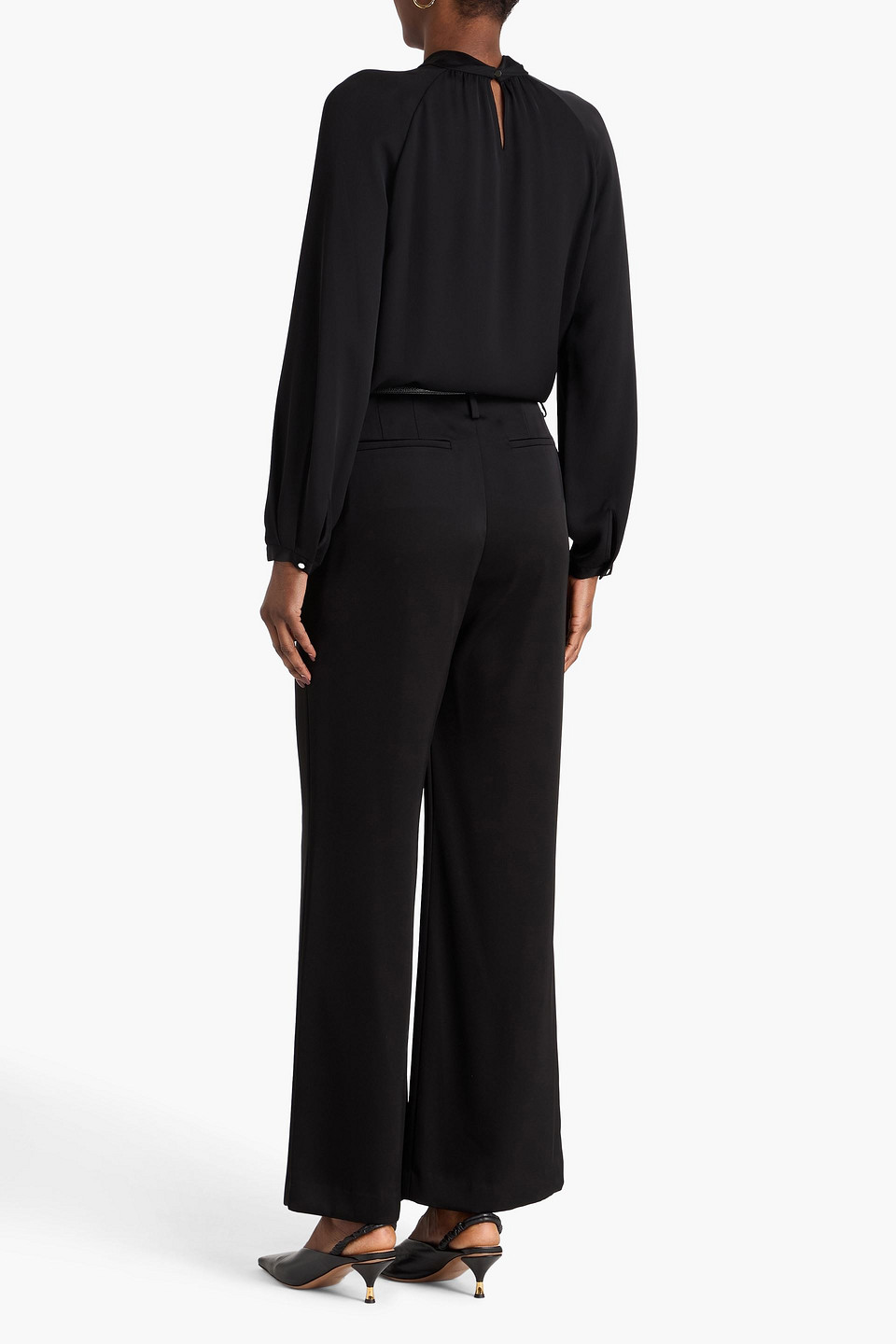  Theory - Twisted Silk-crepe Blouse - Black - M 