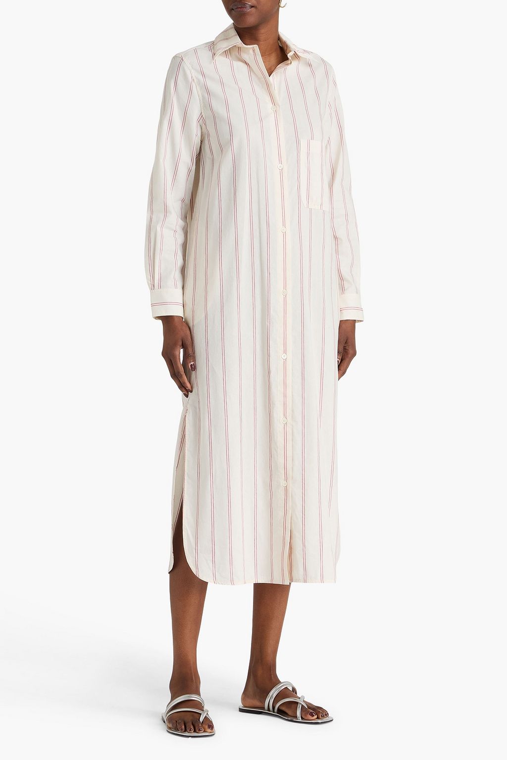 toteme cotton midi dress TOTEME - Striped tunic dress ecru/blossom - 36