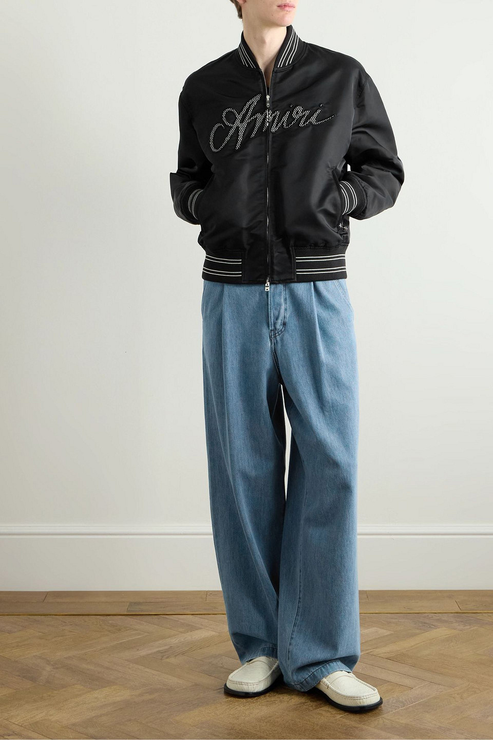  Amiri - Logo-appliquéd Padded Shell Bomber Jacket - Black - S 