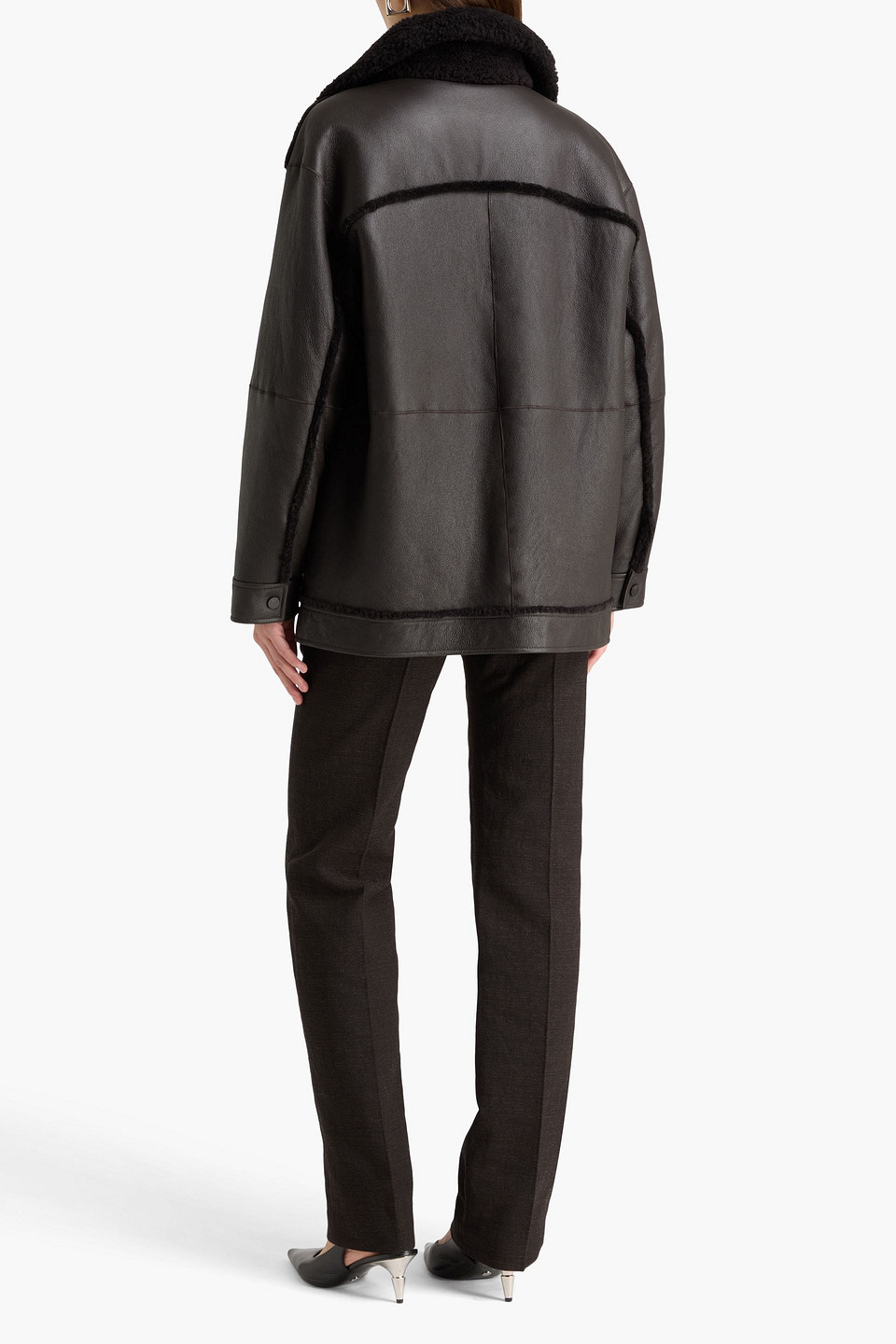  Theory - Reversible Leather And Shearling Jacket - Brown - Xs 