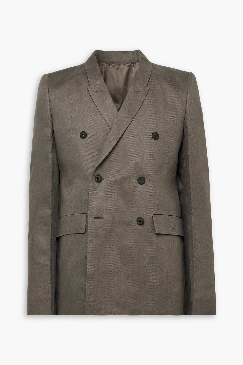 rick owens - double-breasted linen-twill blazer - gray - it 48