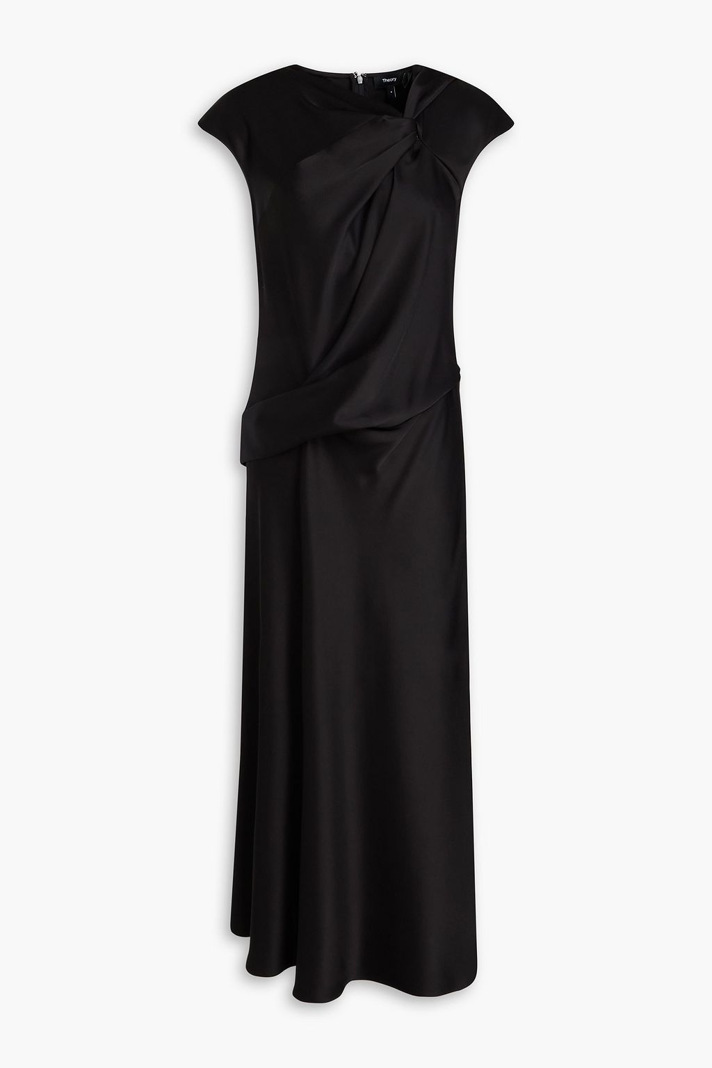 theory twisted midi dress Theory Brown Satin Twisted Midi Dress