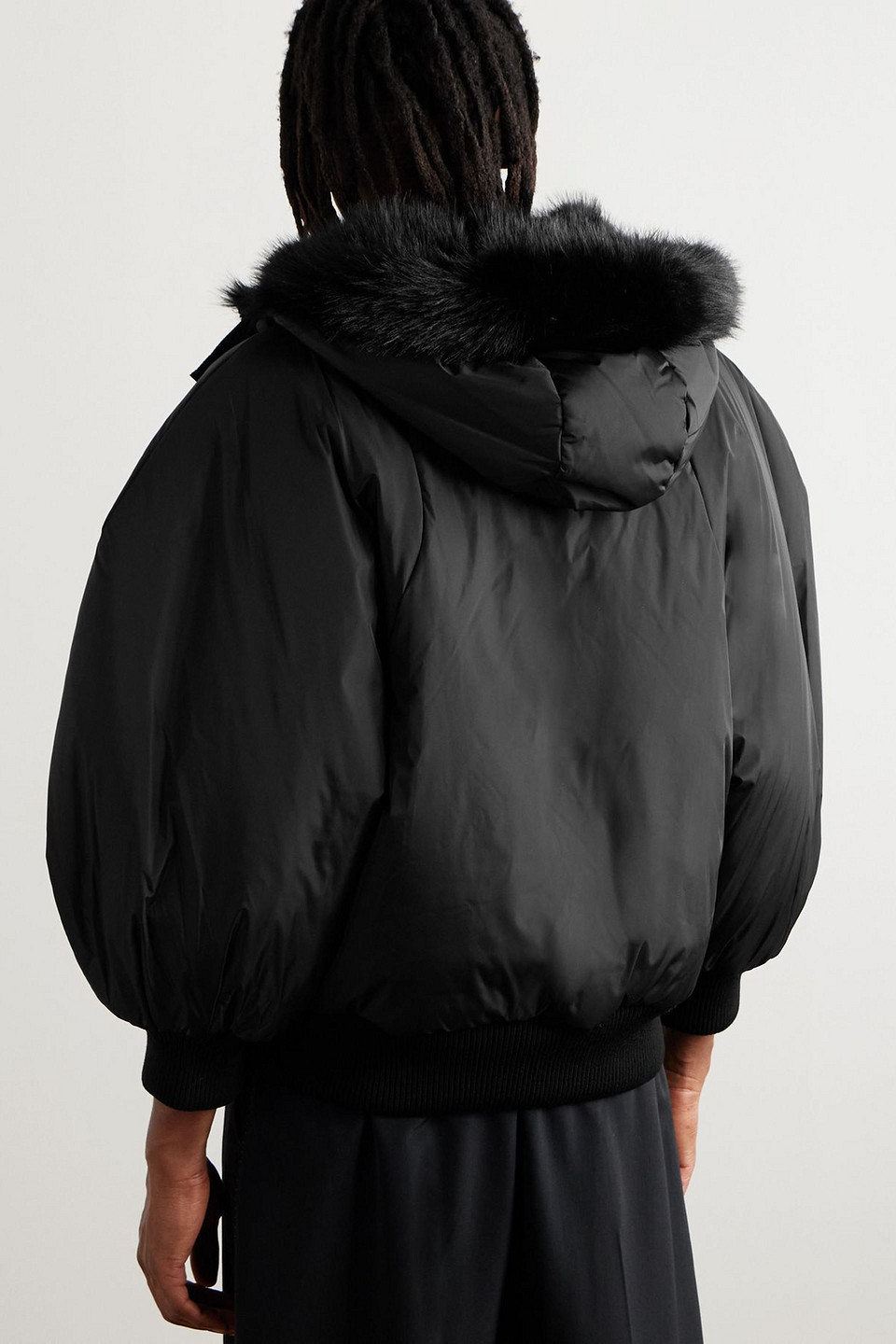  Simone Rocha - Plush-trimmed Padded Tech-shell Hooded Jacket - Black - Xl 