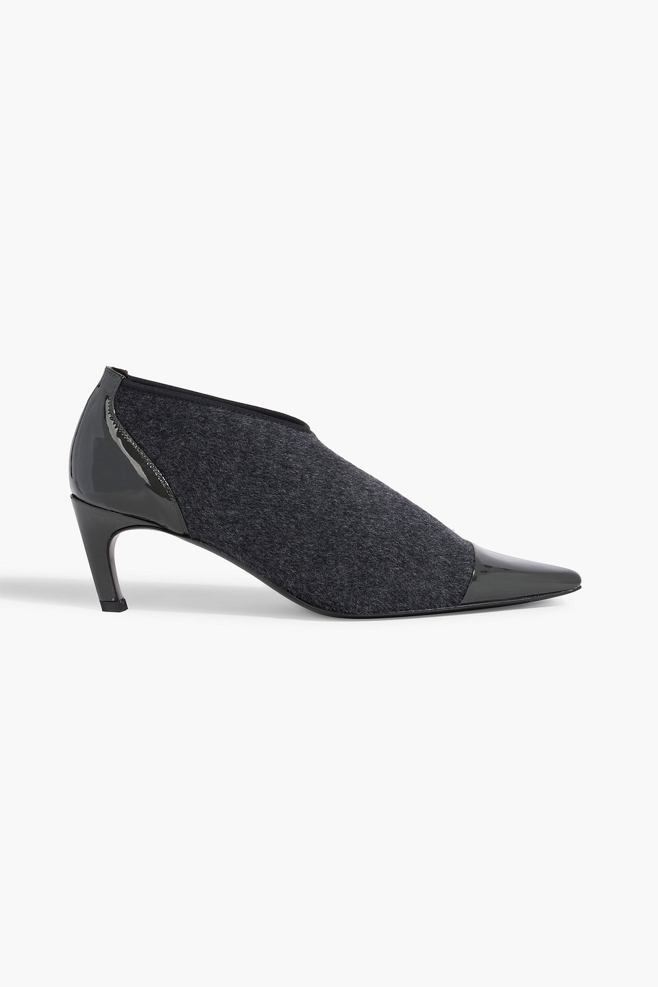 toteme - patent-leather-trimmed felt pumps - gray - eu 35