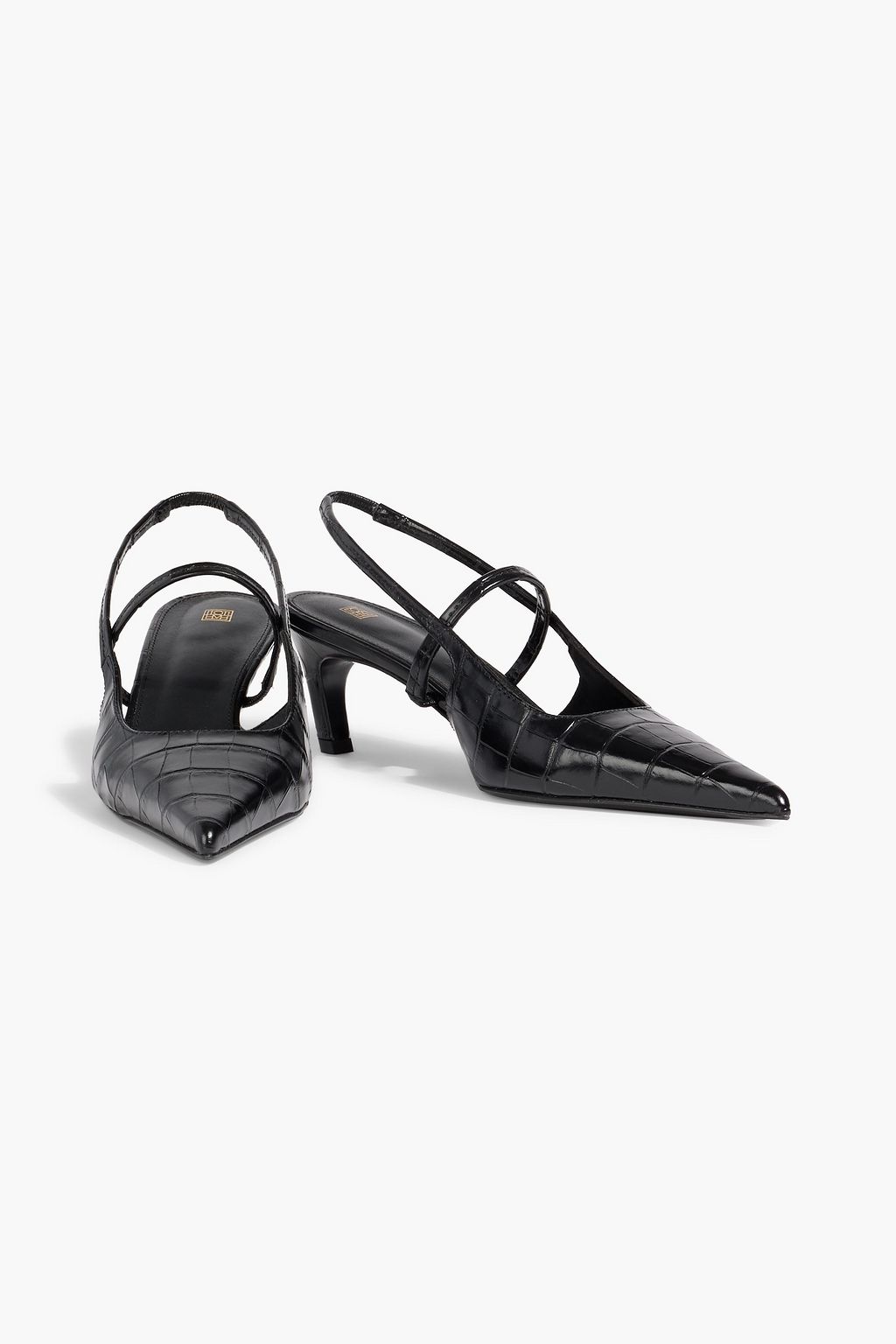 TOTEME Sharp croc-effect leather slingback pumps | THE OUTNET