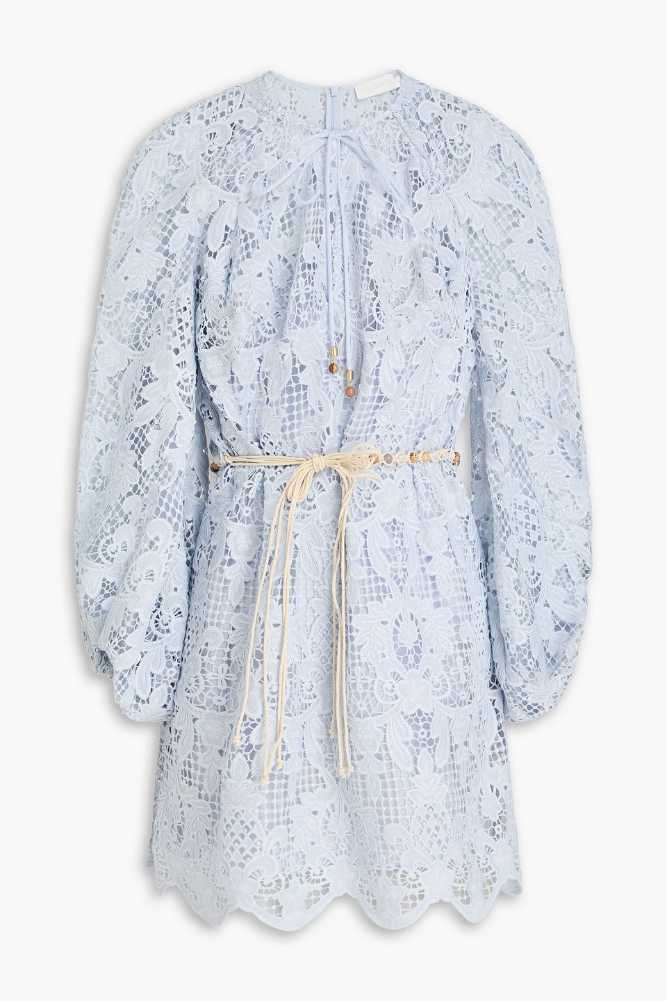 zimmermann - guipure lace mini dress - blue - 0
