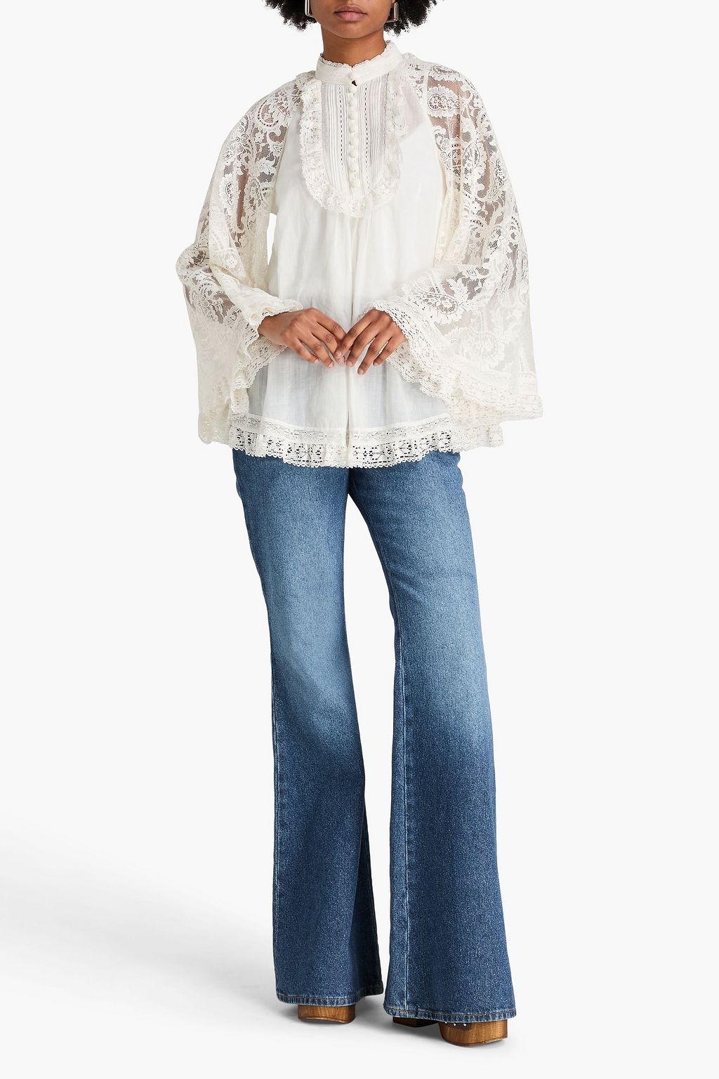 ZIMMERMANN Lace-paneled ramie tunic | THE OUTNET