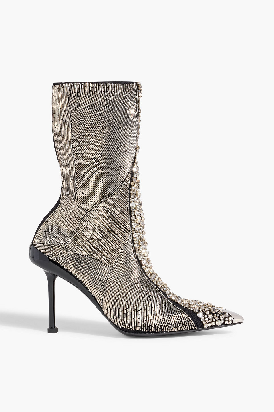 mcqueen - embellished mesh ankle boots - metallic - eu 36