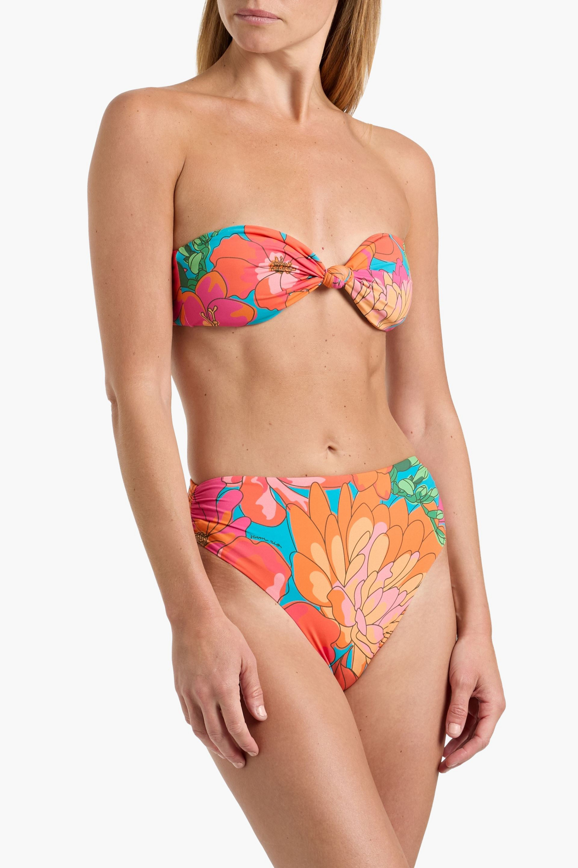 FARM Rio Knotted floral-print bandeau bikini top