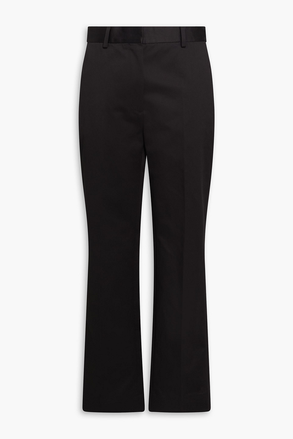 toteme - cotton and linen-blend straight-leg pants - black - eu 32