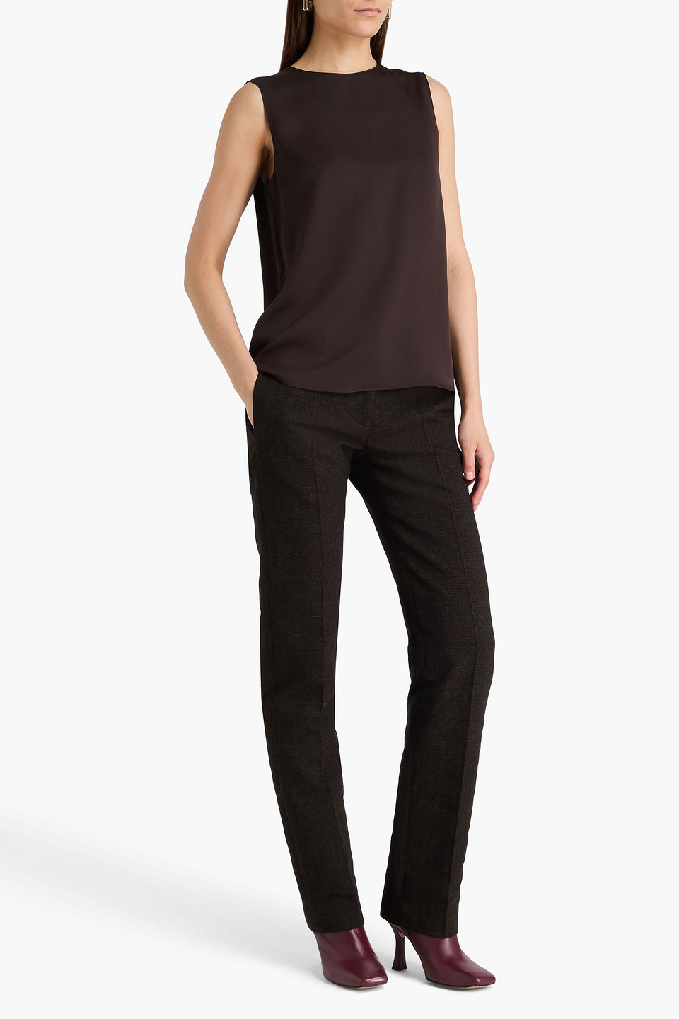  Theory - Silk-cady Top - Brown - S 