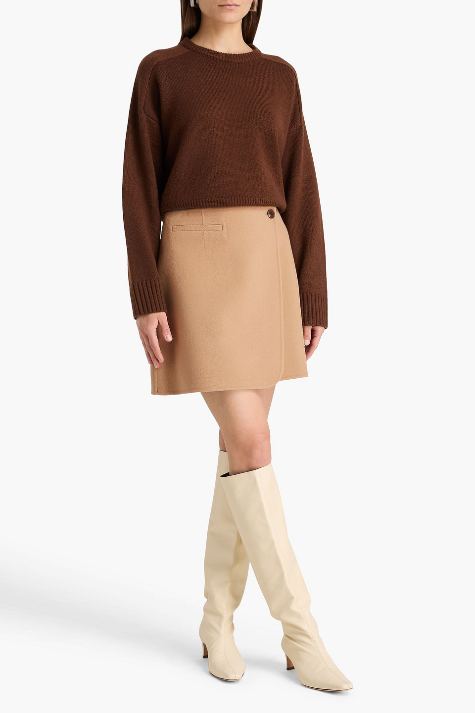  Theory - Wool-blend Mini Wrap Skirt - Brown - Us 2 