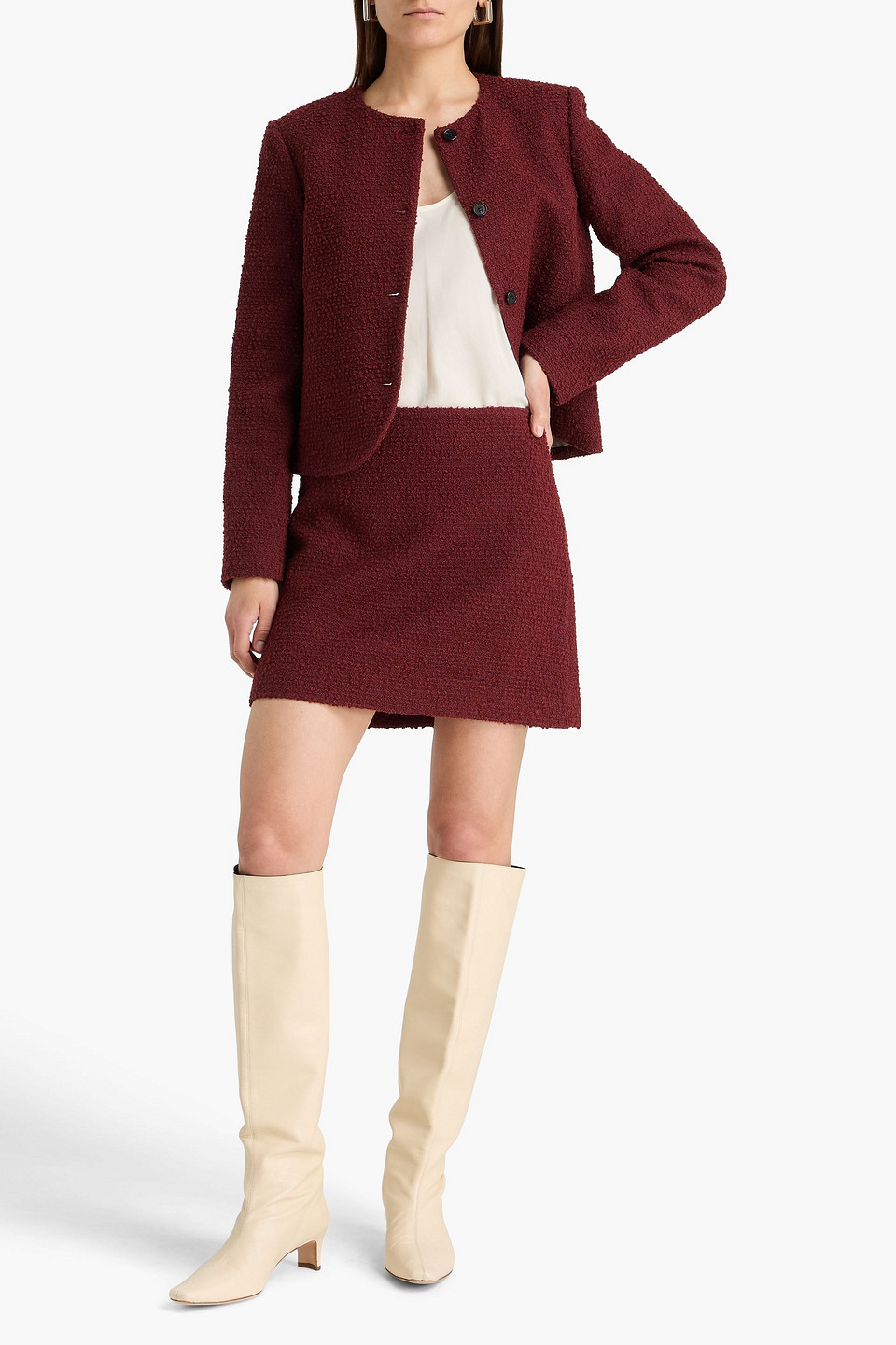  Theory - Bouclé-tweed Mini Skirt - Red - Us 0 