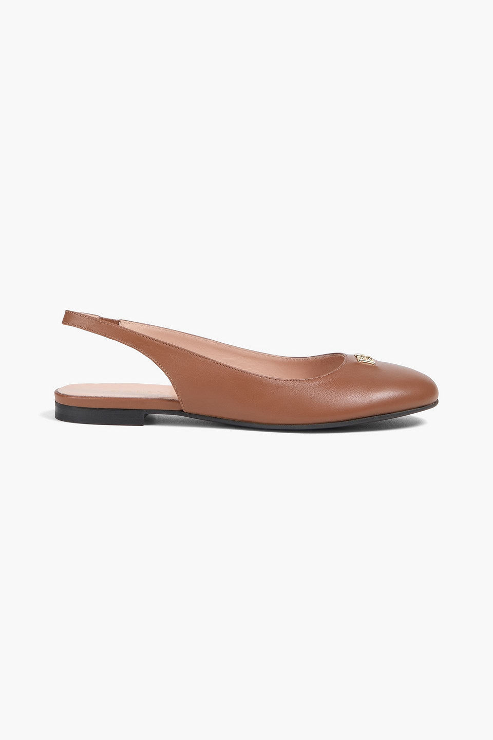 bally - embellished leather slingback flats - brown - eu 37
