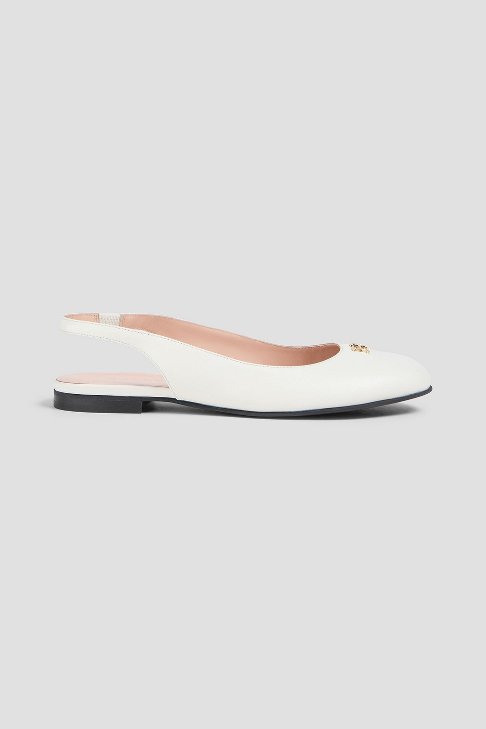 Bally Embellished Leather Slingback Flats In White