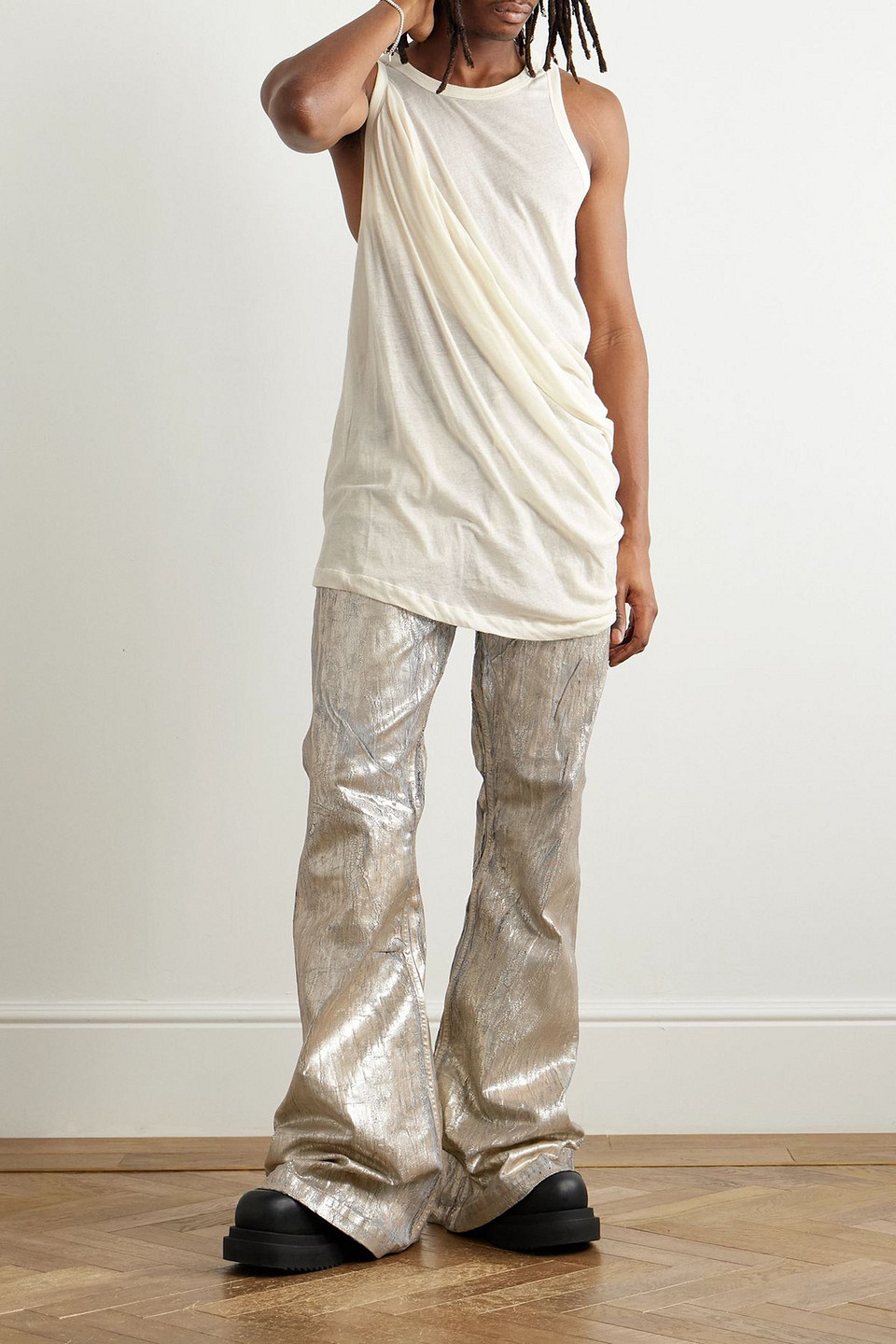  Rick Owens - Bolan Slim-fit Flared Metallic Megacrust Jeans - Metallic - 34 